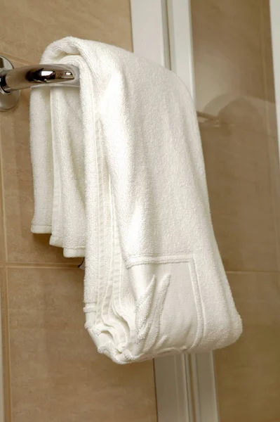 Serviette Toilette Serviette Coton Blanc Dans Salle Bain Hôtel Pour — Photo