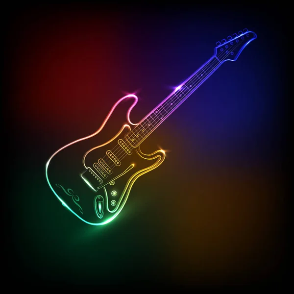     Neon elektro gitar - vektör