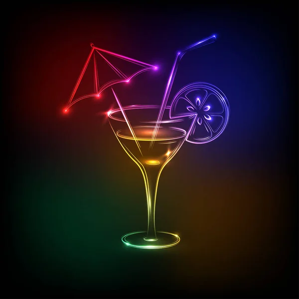 Cocktail néon - vecteur — Image vectorielle