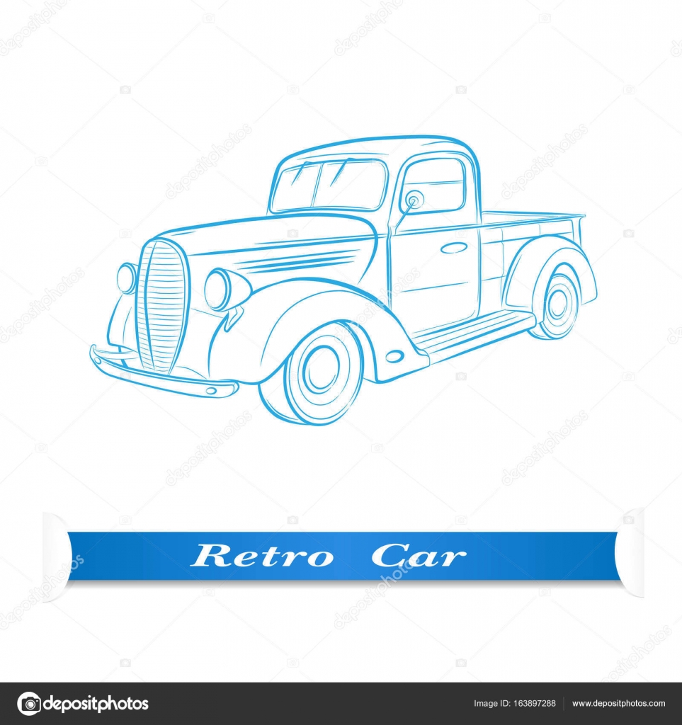 Sketch Of An Old Car Stock Vector Aleks49011 163897288