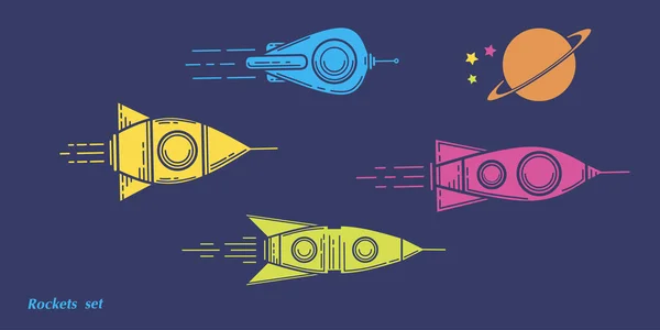 Illustration pour enfants de fusées volantes — Image vectorielle