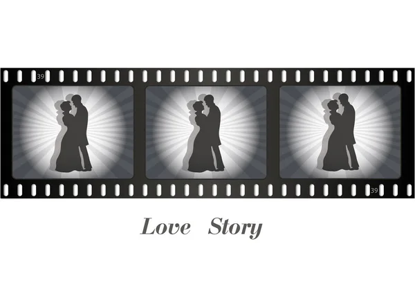 Ретро-фильм, влюбленная пара — стоковый вектор