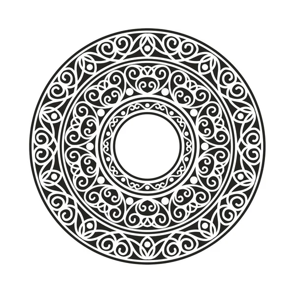 Prydnad i en svart cirkel - mönster — Stock vektor