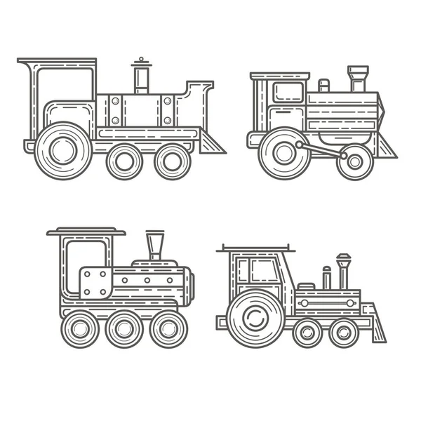 Icônes de locomotive à vapeur, vecteur — Image vectorielle