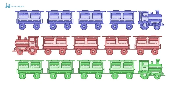 Oude locomotief met wagons — Stockvector