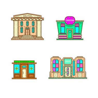 Tiyatro, eczane, casino çizimi