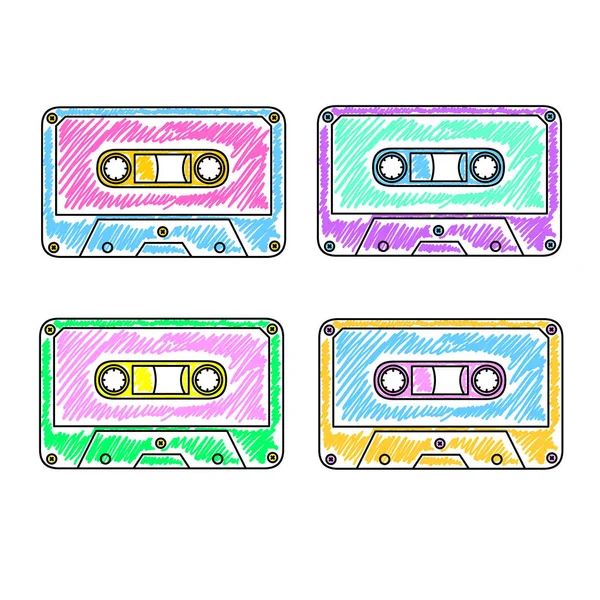 Разноцветные Аудиокассеты Вектор — стоковый вектор