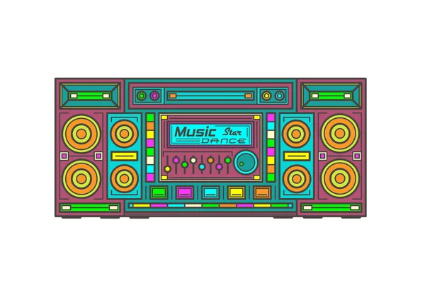 Multicolored Stereo System Tape Recorder — Stock Vector