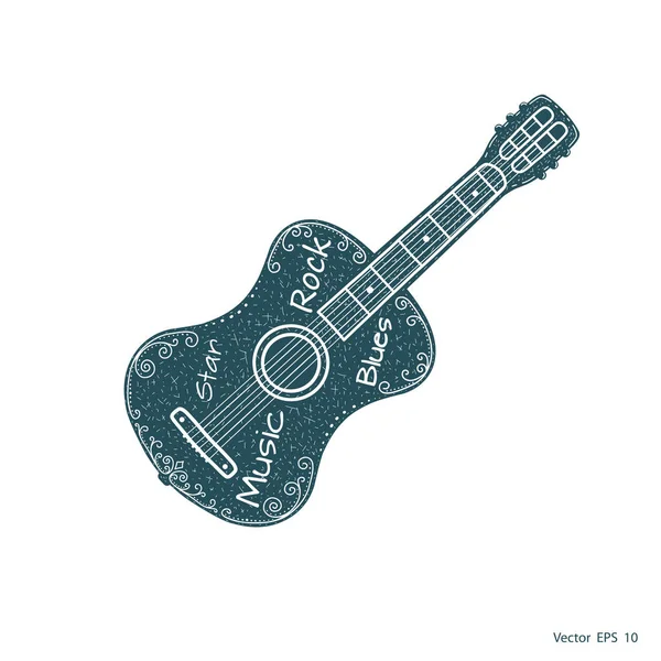 Музыкальная Гитара Вектор Акустической Гитары — стоковый вектор