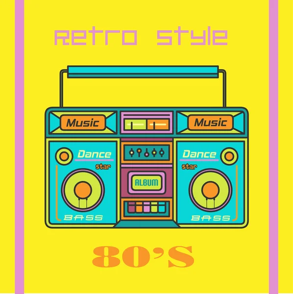 Tape Recorder 90S Retro Musik Poster Template - Stok Vektor