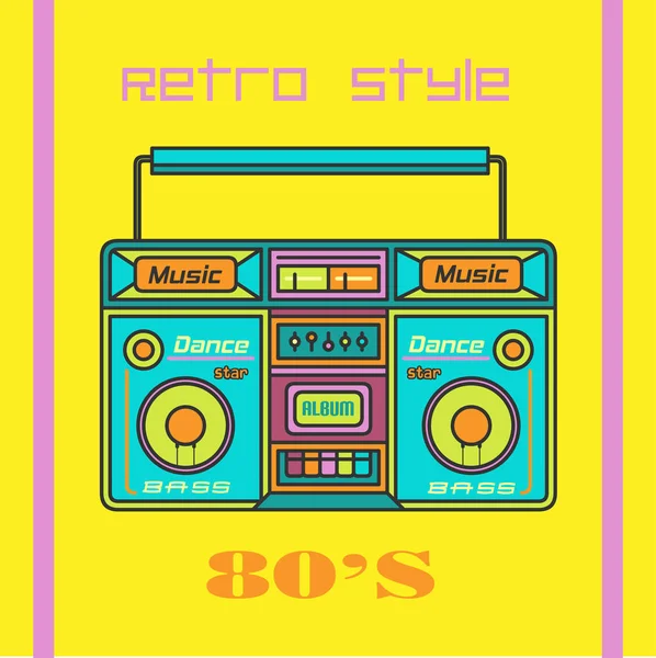 Tape Recorder 90S Retro Music Poster Template — стоковый вектор