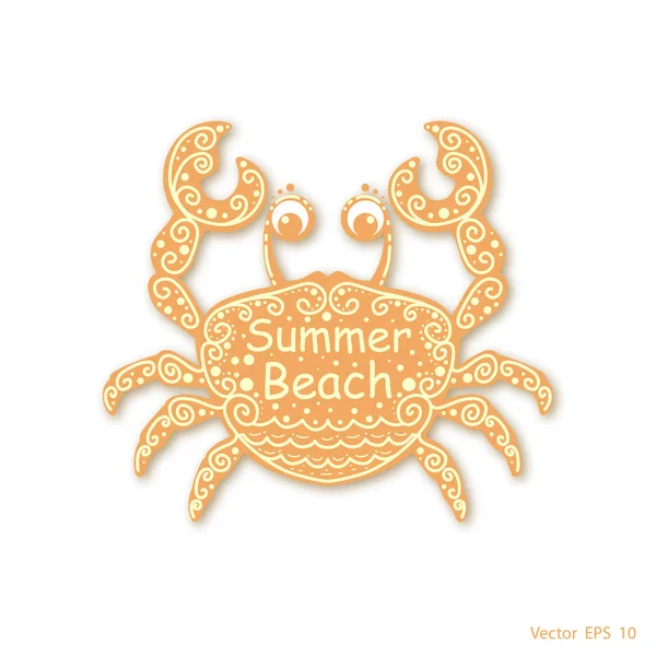 Sea Crab Summer Beach — Stock Vector
