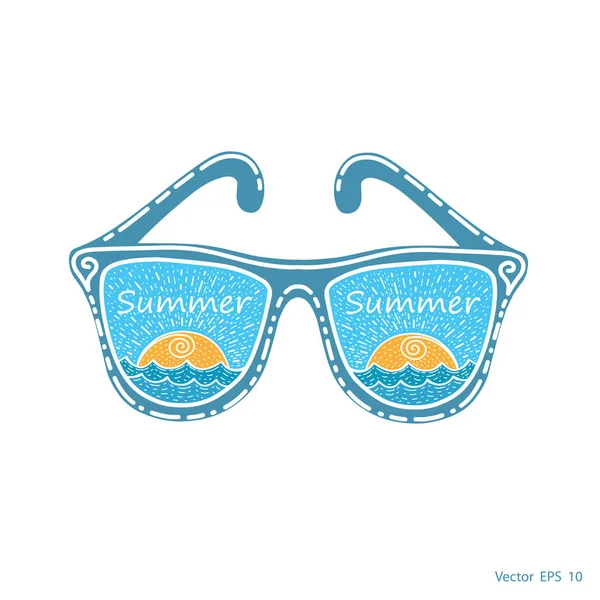 Gafas Verano Despierta Mar — Vector de stock