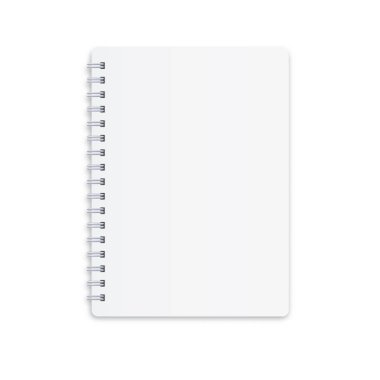 Beyaz arkaplan üzerine beyaz defter. Yazı için kağıt mocap. İş günlüğü. Vector, İllüstrasyon.