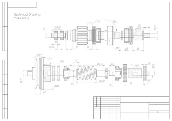 White Background Frame Drawing Rotation Mechanism Parts Vector Illustration 에서의 — 스톡 벡터