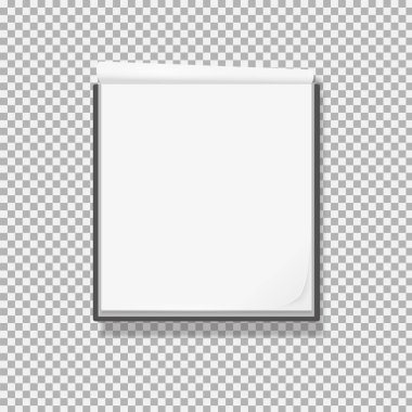 Beyaz sayfalı izole bir defter. Yazıtlar için açık bir defter. Boş kağıt vektörü. Metin ve reklam için şablon. .