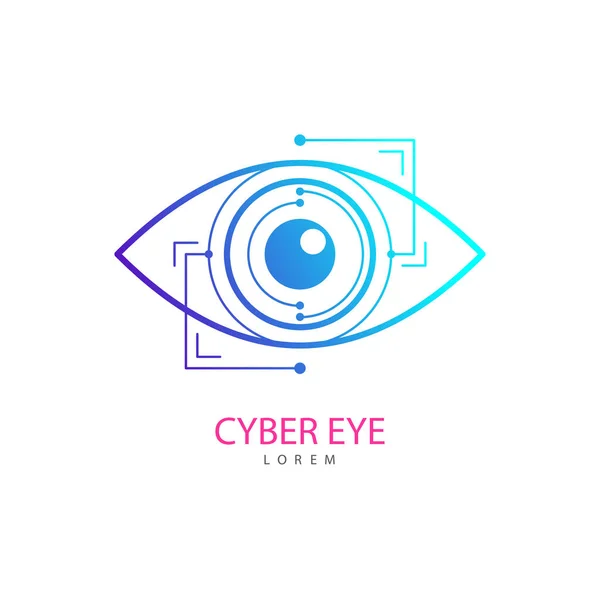 Logo Scanner Oculaire Cyber Eye Sur Fond Blanc Nanotechnologie Électronique — Image vectorielle