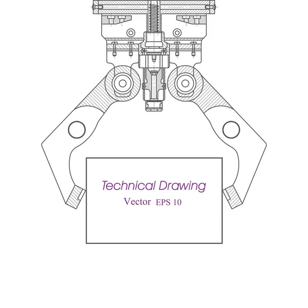 Industrial robot manipulator.Mechanical Engineering drawing .Robotic arm .Computer aided design systems.Industrial Technology Banner. Modern industrial technology - Vector illustration .