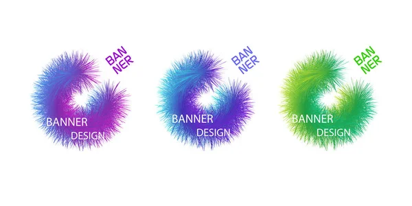 Ensemble moderne de bannières abstraites lumineuses.Gradient couleurs à la mode pour le design.Set pour étiquettes publicitaires .Multi-coloré fourrure .Illustration vectorielle . — Image vectorielle