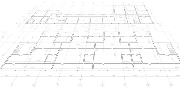 프로젝트 House Plan Engineering Design Industrial Building Houses Vector Illustration — 스톡 벡터