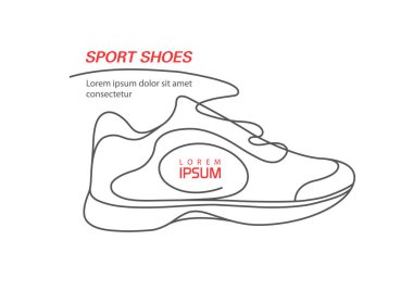  Çizgi şeklinde spor ayakkabıları. Spor Ayakkabı Vektörü. Yaratıcılığınız için eskiz ayakkabıları. Hoe reklamcılığı .