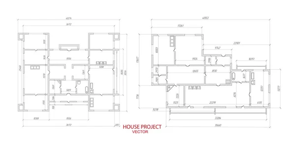 Plan Architektoniczny Projekt Techniczny Projekt Planu Domu Projekt Inżynieryjny Budowa — Wektor stockowy