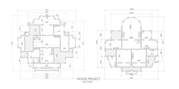 Plan Architektoniczny Projekt Techniczny Projekt Planu Domu Projekt Inżynieryjny Budowa — Wektor stockowy