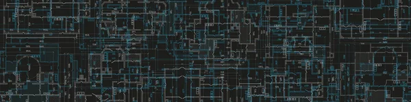 Projeto Arquitetônico Fundo Preto Construção Casas Estruturas Edifícios Desenho Técnico — Vetor de Stock