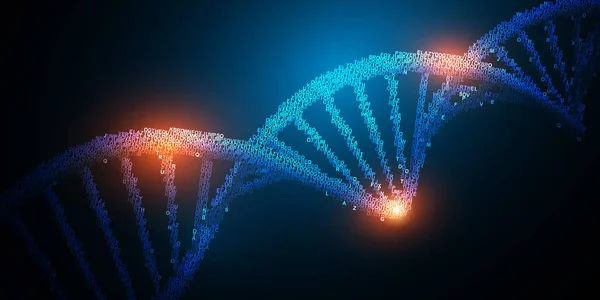 Menselijk Dna Virus Infectie Gloeiende Neon Dna Keten Biotechnologie Biochemie — Stockvector