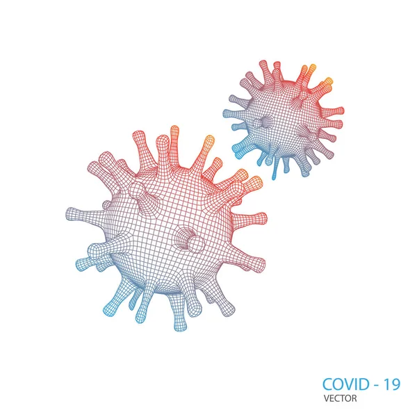 Covid 19コロナウイルス 白い背景にベクトル3Dウイルスモデル バイオテクノロジー 生化学 遺伝学と医学の概念 — ストックベクタ