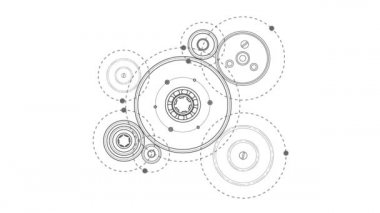 Yuvarlak parçaların dönen mekanizması. Makine teknolojisi. Teknik çizim FullHD video .