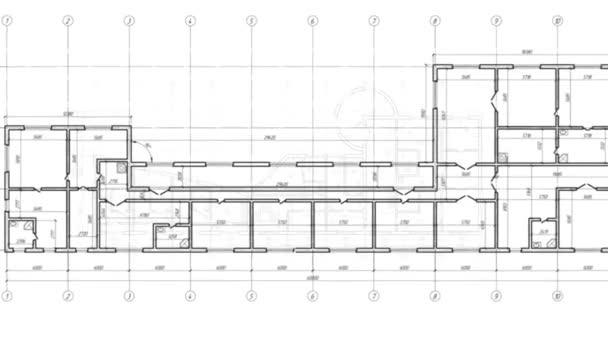 Engineering Design House Plan Project Technische Zeichnung Background Bau Und — Stockvideo