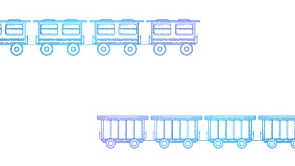 Malların Nakliyesi Tren Vagonları Tren Çizimleri Animasyon Çizimleri — Stok video