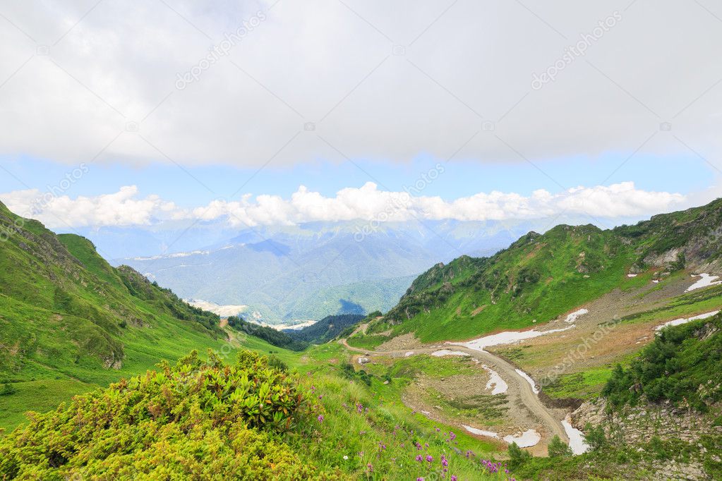 Ski slope in the summer of Rosa Khutor. Sochi, Russia