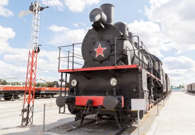 Buhar hareket tren. Pyshma, Ekaterinburg, Rusya Federasyonu - Ağustos