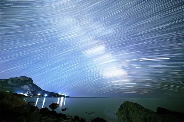 Milky Way. Stars in the form of lines. South Crimea. From Time L — Stock Photo, Image