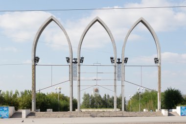 Temirtau, Kazakistan - 13 Ağustos 2016: Kemer girişinde 