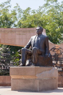 Almaty, Kazakhstan - August 28, 2016: Monument to the first Pres clipart
