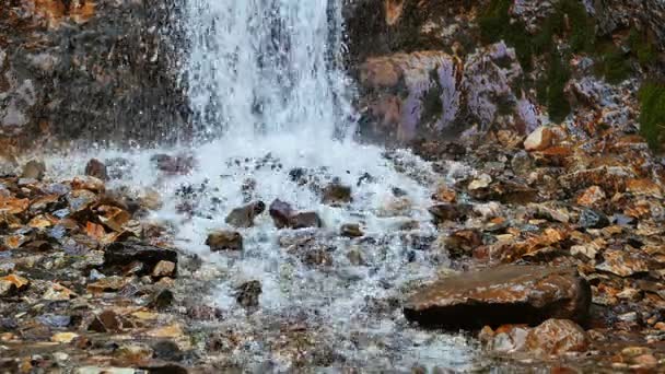 清澈的水在乱石上运行 — 图库视频影像