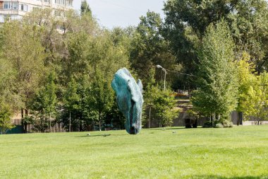 Almatı, Kazakistan - 29 Ağustos 2016: Bir at kafası. H