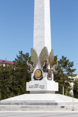 Karaganda, Kazakistan - 1 Eylül 2016: Anıt Independe