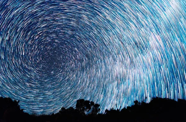 Tracks from stars in the form of lines Spiral — Stock Photo, Image