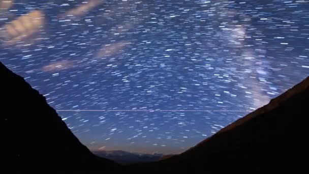 Traces Étoiles Sous Forme Traces Évanescentes Lune Lève Plateau Kara — Video