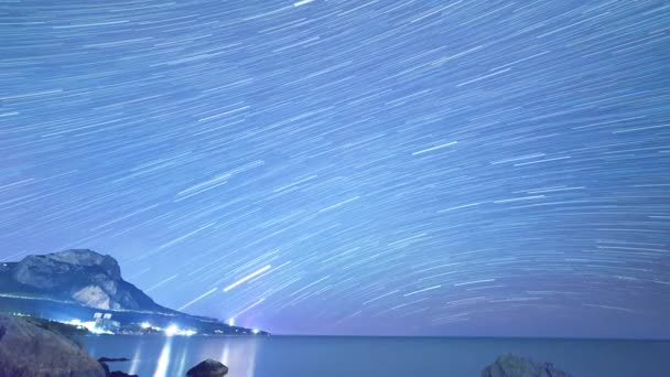 Vestígios Estrelas Forma Linhas Cabo Sarich Ponto Mais Meridional Crimeia — Vídeo de Stock