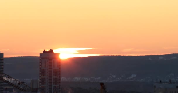 Gros Plan Sur Lever Soleil Temps Réel Ekaterinbourg Russie Vidéo — Video