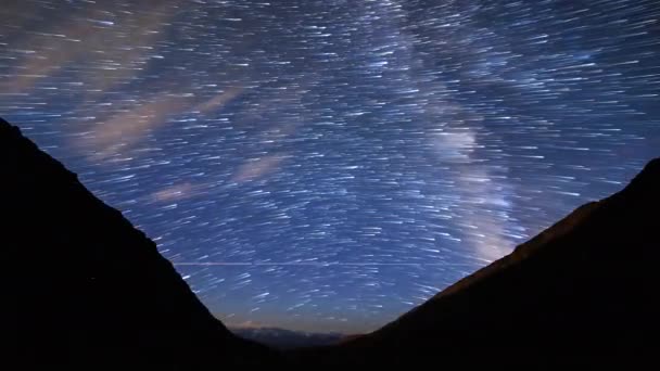 Traces Étoiles Sous Forme Traces Évanescentes Lune Lève Plateau Kara — Video