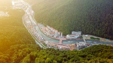 Havadan görüntüleyin. Rosa Khutor, Krasnaya Polyana. Sochi, Rusya Federasyonu 