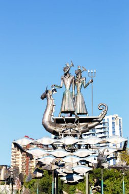 Soçi, Rusya - 2 Eylül 2017: Tekne gezisi. Anıt, sculptur