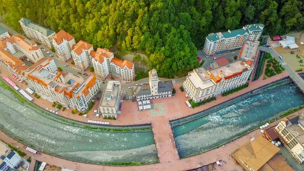 View from the air. Rosa Khutor, Krasnaya Polyana. Sochi, Russia