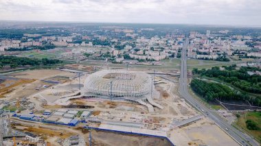 Rusya, Saransk - 25 Ağustos 2017: Rusya 2018 Dünya Kupası yer. Saransk şehri, stadyum inşaatı görünümünü 